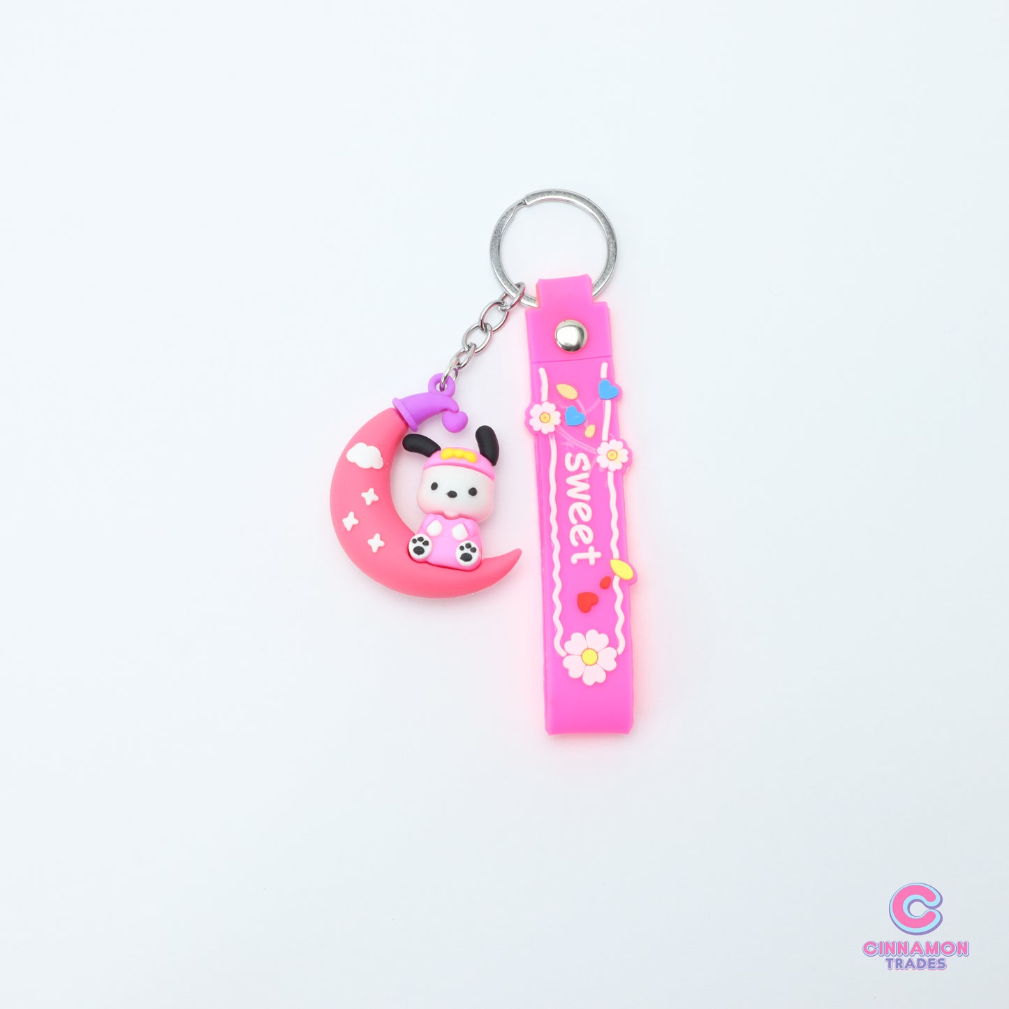 Cute Kitty Cat Over the Moon Soft PVC Keychain - Kawaii Gift