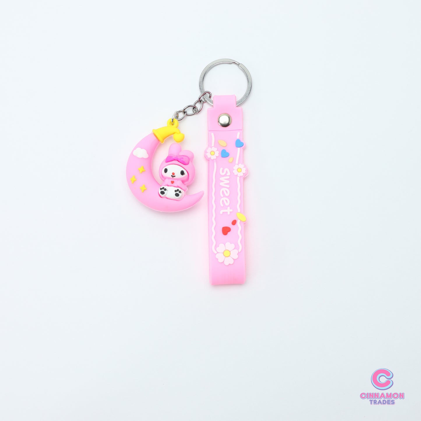 Cute Kitty Cat Over the Moon Soft PVC Keychain - Kawaii Gift