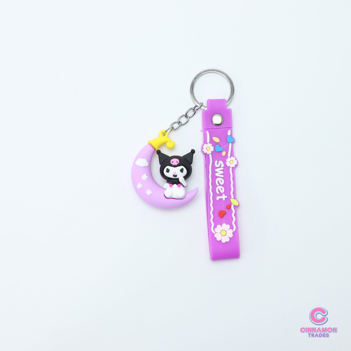 Cute Kitty Cat Over the Moon Soft PVC Keychain - Kawaii Gift