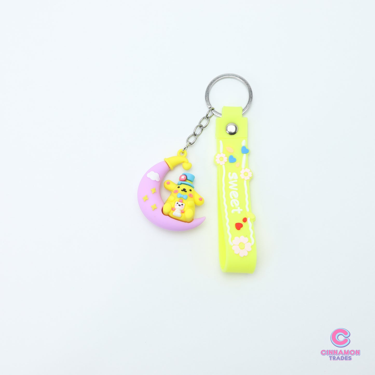 Cute Kitty Cat Over the Moon Soft PVC Keychain - Kawaii Gift