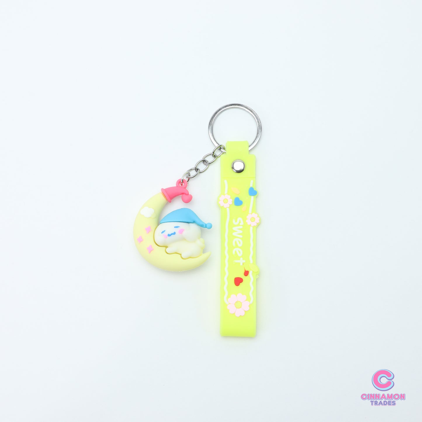 Cute Kitty Cat Over the Moon Soft PVC Keychain - Kawaii Gift